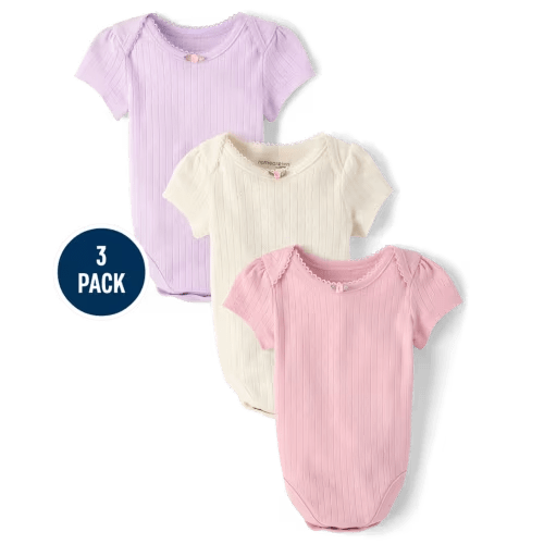 Baby Girls Pointelle Bodysuit 3-Pack - multi
