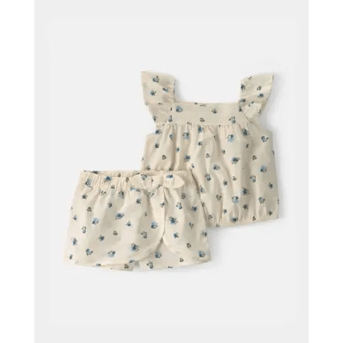 Baby Girl 2-Piece Floral Tank Top & Skort Set - Ivory | Carter's