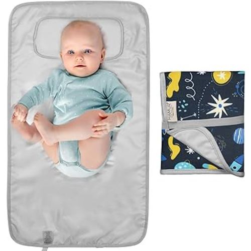 Hamur Home Portable Changing Pad – Waterproof, Washable & Easy Wipe Clean, Foldable Travel Baby Changing Mat for Diaper Bag, Compact & Lightweight, Must-Have for Newborns (Space Pattern)