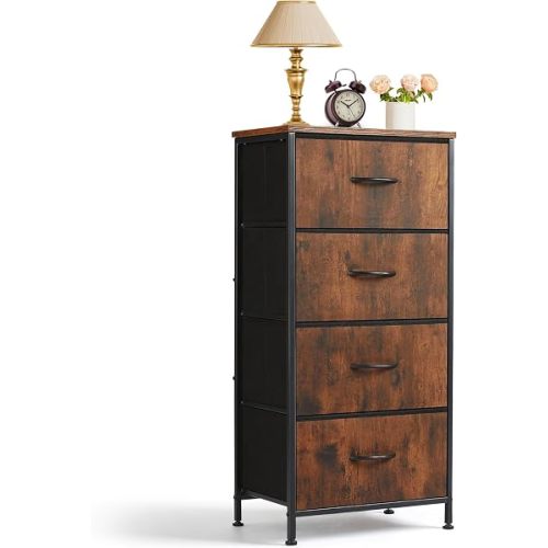 4 Drawers Dresser for Bedroom Fabric Storage Tower with Wooden Top