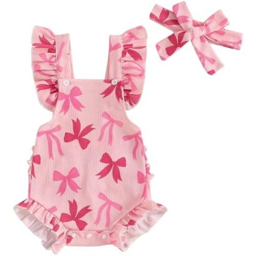 Mubineo Baby Girl Summer Clothes Ruffle Overall Romper Outfits Cute Sleeveless Overalls Rompers Newborn Outfit