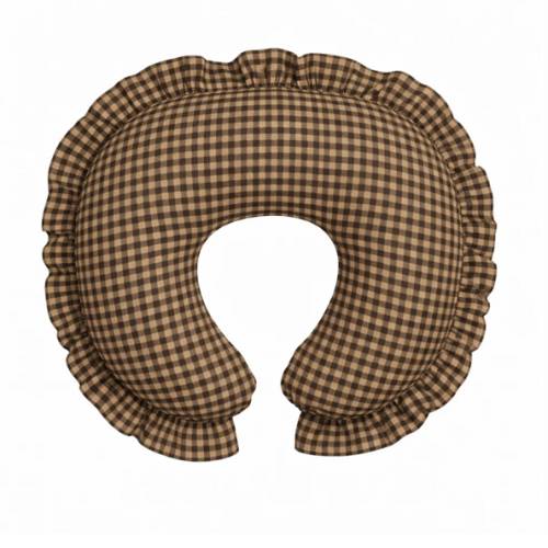 Brown Gingham Ruffle Nursing Pillow Cover