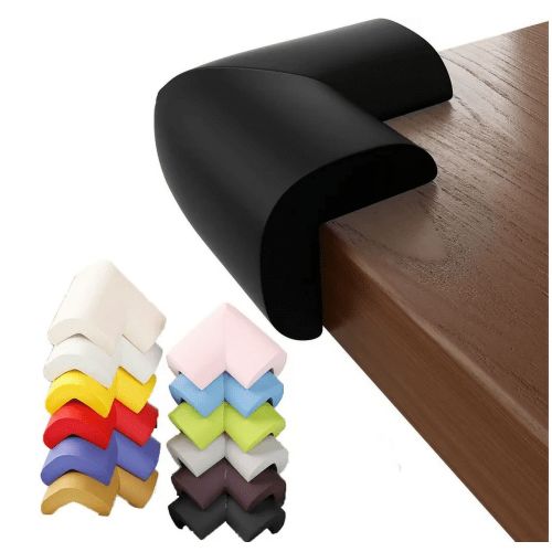 Sunjoy Tech Soft Baby Proofing Edge Protector, Pre-Taped, Flexible, Clear, for Furniture, 4 Piece