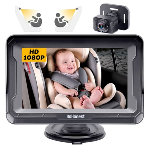 DoHonest Baby Car Camera HD 1080P - Rear-Facing Car Baby Monitor with Night Vision, Adjustable View Angle, Easy Setup, Anti-Glare Display, Safety for Kids & Infants