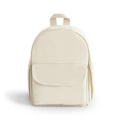 mushie Kids Mini Backpack | Water Resistant Material | Ages 1-3 for Preschool and Daycare Toddlers (Fog)