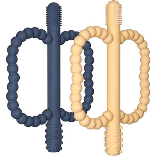 2 Pack Baby Silicone Teething Toys, Teething Sticks for Babies,Silicone teether Tubes for Baby Girl,BPA Free, Soothe Gums for 0-6 3-12 18-36 Months, Newborn Infants Toddler Sensory Chew Toys
