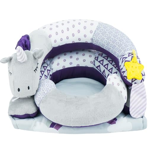 2-in-1 Tummy Time Mat & Seated Support Pillow,Baby Tummy Time Pillow Support for Newborns and Older Babies,with Detachable Support Pillow and Toys Unicorn