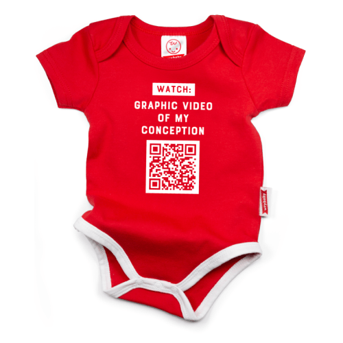 Graphic Video of My Conception QR Code | Funny Baby Bodysuit