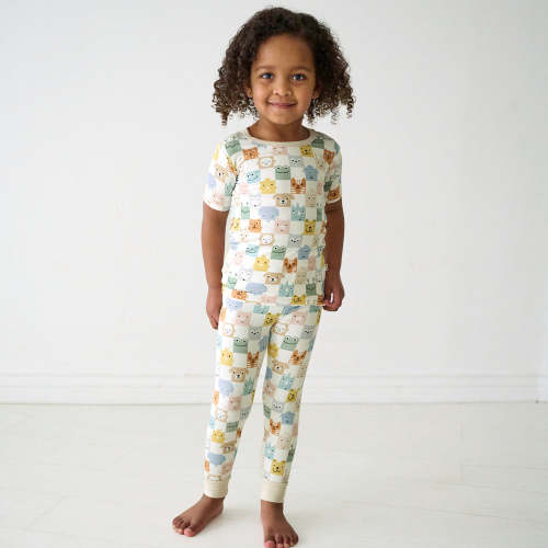 Check Mates Two-Piece Short Sleeve Pajama Set - Little Sleepies