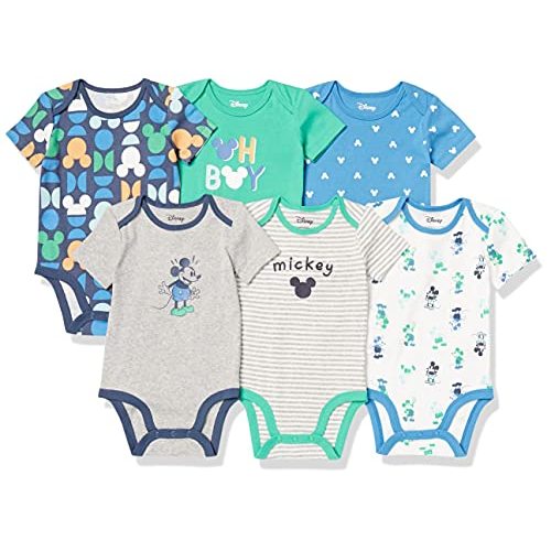 Amazon Essentials Disney | Marvel | Star Wars Unisex Babies' Short-Sleeve Bodysuits, Pack of 6