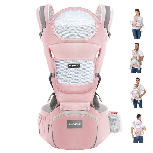 Baby Carrier with Hip Seat, Ergonomic M Position, Newborn to Toddler, Head Support and Breathable Mesh,Adjustable Removable 6- in-1 Baby Baby Sling