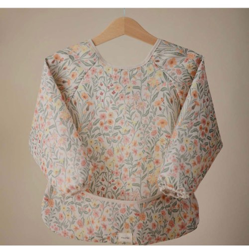 Mushie Pastel Blooms Long Sleeve Bib
