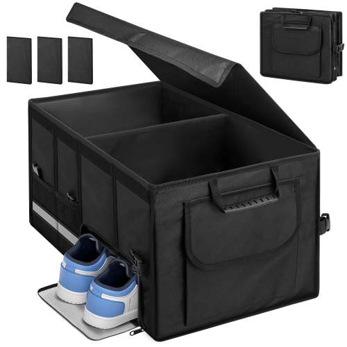 Car Trunk Organizer with 72L Large Capacity & Shoes Compartment, Collapsible Trunk Storage Organizer for Suv/Jeep/Sedan, Waterproof Car Accessories for Women & Men