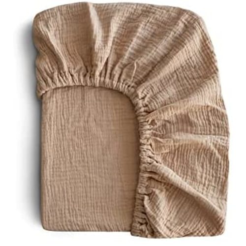 mushie Extra Soft Mini Muslin Fitted Crib Sheet | 24"x 38" (Pale Taupe)