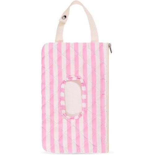 Quilted Baby Wipe Holder Portable Hanging Wipe Pouch for Travel (Striped)