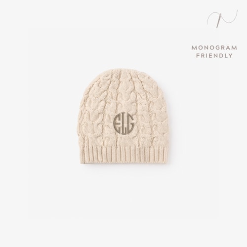 Wheat Horseshoe Cable Knit Baby Hat – Elegant Baby