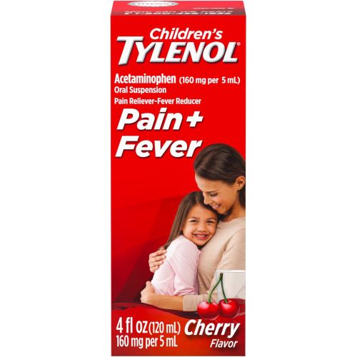 Children's Tylenol Liquid Oral Suspension Medicine, Acetaminophen Pain Reliever & Fever Reducer, Aspirin-, Ibuprofen- & Alcohol-Free, Cherry, 4 Fl. Oz