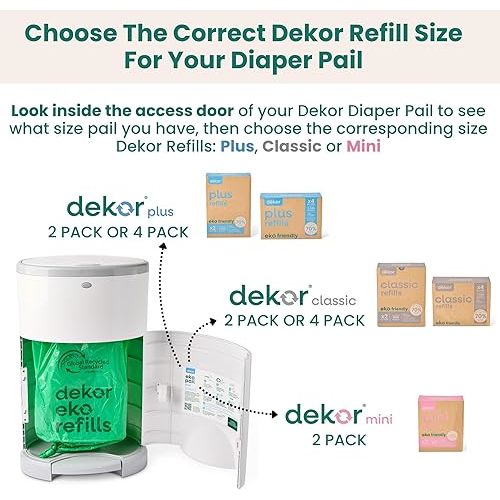 Diaper Dekor Classic Hands-Free Diaper Pail | Easiest to Use | Just Step – Drop – Done | Doesn’t Absorb Odors | Most Economical Refill System | 70% Recycled Materials | EKO White
