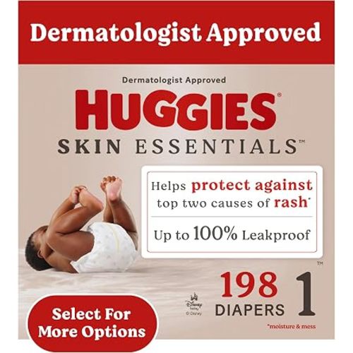 Huggies Skin Essentials Newborn Diapers, 180 Count (3 Packs of 60)