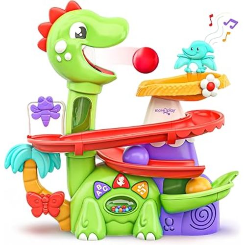 Move2Play, Air-Powered Dinosaur Ball Popper | 30+ Songs, Sayings, & Lights | Baby & Toddler Toys Ages 6 7 8 9 10 12+ Months | Boy & Girl Gift for 1, 2+ Year Olds | Birthday Present
