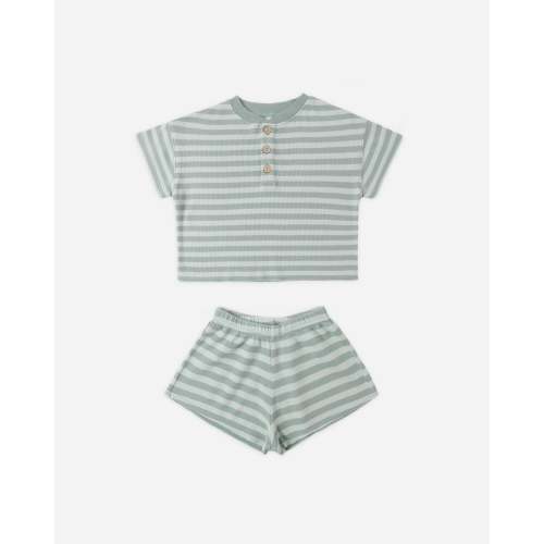 Summer Waffle Set Sea Green Stripe