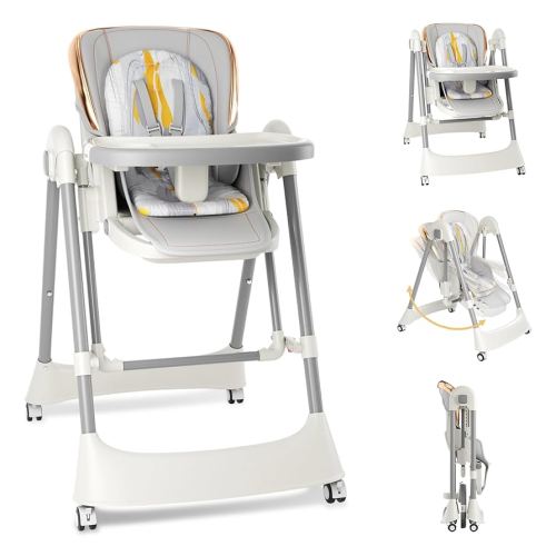 Portable 3 in 1 Baby High Chair for Babies and Toddlers - Foldable Highchair for Baby with Adjustable Tray, Footrest and Seat Height, Easy-Fold Design for Dining, Travel & Feeding