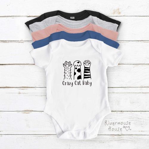 Crazy Cat Baby Bodysuit, Pet Paws Romper, Funny Kitty Outfit