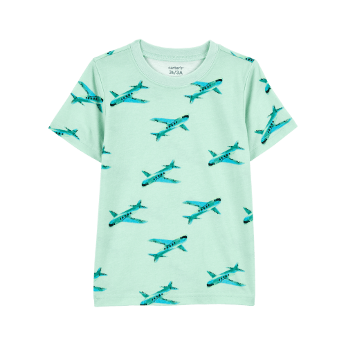 Baby Boy Airplane Print Knit Short-Sleeve Tee - Green - Carter's | Carter's