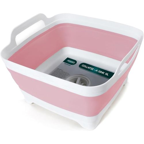 Collapsible Dish Basin with Drain Plug, Foldable Sink, 2.4 Gal (9L)
