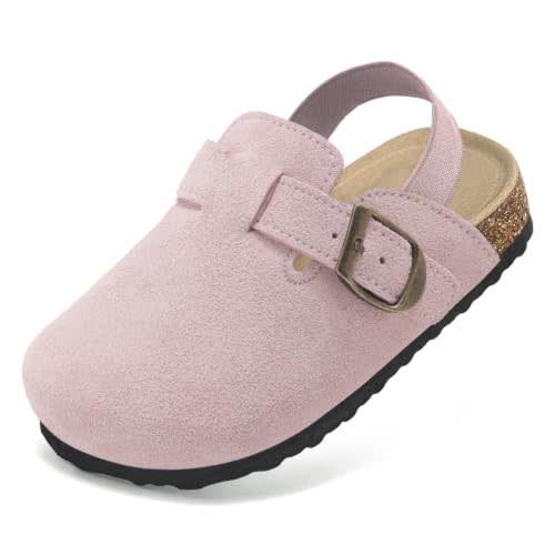 Toddler Suede Clogs for Boys Girls Genuine Leather Adjustable Buckle Slides Potato Indoor Outdoor Slippers