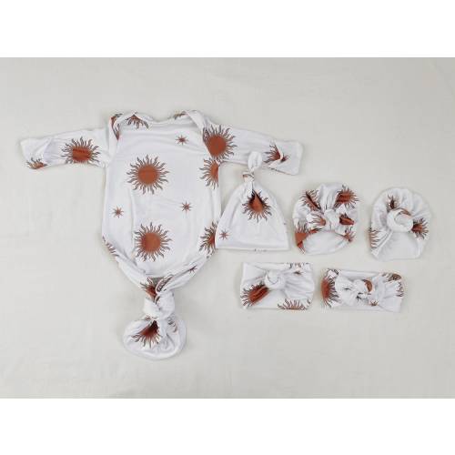 Ivory sun, baby gown, newborn gown, knotted gown, knot gown, baby shower gift, baby gift, newborn set