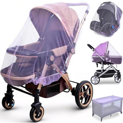 2 Pack Baby Stroller Mosquito Net, Durable Mesh Protection, Purple