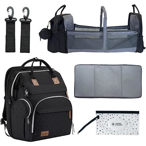Baby Diaper Bag Backpack with Changing Station, Large Capacity, USB Port, Pacifier Case, Mosquito Net & Wipes Bag Stylish Travel Bag for Boys, Girls, Moms & Dads, Shower Gift