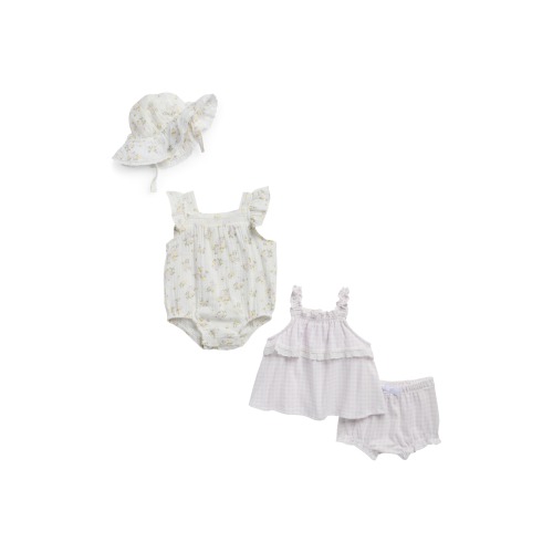 Kids' 4-Piece Bodysuit, Top, Bloomers & Hat Set