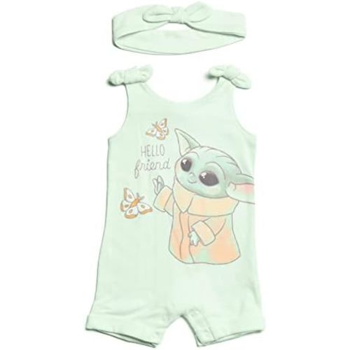 STAR WARS The Child Baby Girls Snap Romper and Headband Newborn to Toddler