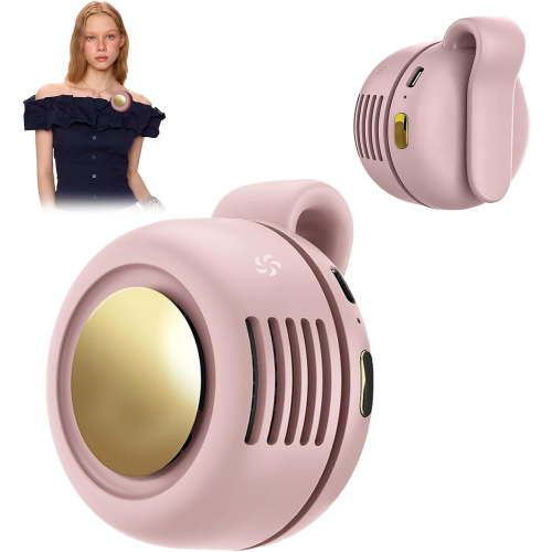 Portable Clip-On Fan, Mini USB Rechargeable 360° Rotatable Fan, Personal Fan 3-Speed Silent Mini Bladeless Fans,Pink
