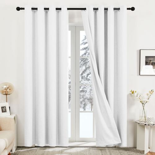 Deconovo Blackout Curtains Faux Linen Drapes 2 Panels- Oatmela