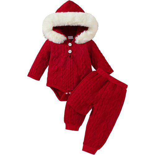 newborn Baby Girls Winter Hooded sweatshirt romper Clothes sets Toddler fall Outfits + pant sets 3Pcs