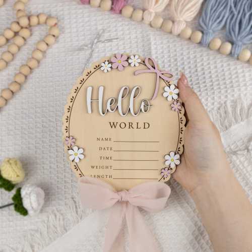 Daisy Hello World Birth Announcement, Daisy Hello World Birth Announcement, Baby Name Birth Stats Sign Girl, Baby Girl Name Sign, Baby Girl