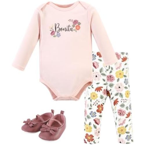 Hudson Baby Unisex Baby Cotton Bodysuit, Pant and Shoe Set