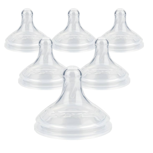 Silicone Nipple for Dr.Brown's Wide-Nick Baby Bottle & Glass Bottles,Level 3 Nipple, Fast Flow, 6m+, 6 Count