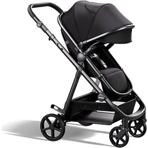 Mompush Baby Stroller, Convertible 2-in-1 with Bassinet Option, Infant Car Seat Compatible, Includes Adapter - Sturdy Full-Size Infant Stroller for Family Adventures