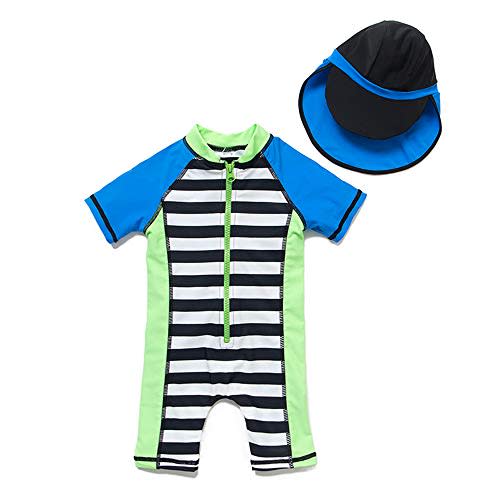 upandfast Baby/Toddler Swimsuit UPF 50+ Sun Protection One Piece Zipper Bathing Suit with Sun Hat Infant Beach Swimwear