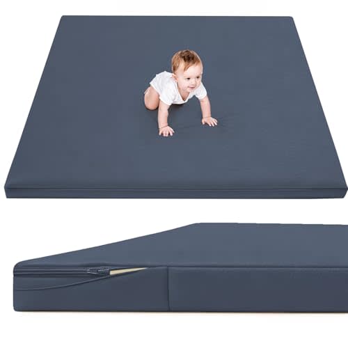 ILPEOD Waterproof Baby Play Mat for Floor 1.3" Thick Memory Foam 50 * 50 Cushion Playpen Playmat Tummy Time Crawling Mat Nursery Rug Pad Mattress Create Soft & Safe Area for Infants,Toddler,Kids,Navy