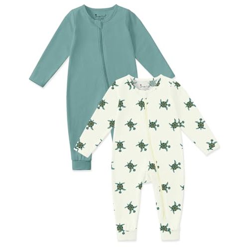Jimonda Baby Sleeper Rompers,Unisex Boys Girls Zip-Front Pajamas One-Piece Footless Outfit 0-24 Months (Pack of 2