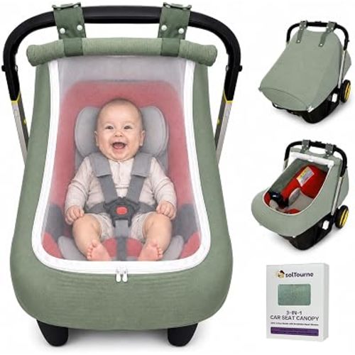 Baby Car Seat Cover, Oxford Straps with Adjustable Snaps, Green