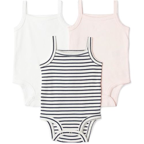 Amazon Essentials Baby Girls' Cotton Sleeveless Bodysuits, Baby Clothes, Pack of 3