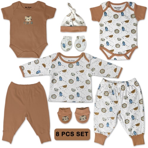 Baby Bright Newborn Essentials Must Have Clothes for Baby Boy, Outfit Gifts for Infant, Baby Shower Gift, 8-Pieces, Size 0-3 Months