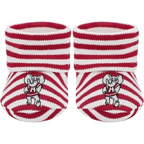 Creative Knitwear College Baby Striped Bootie Sock - Team Logo, Multiple Colors, Unisex (Newborn - 6 Months)