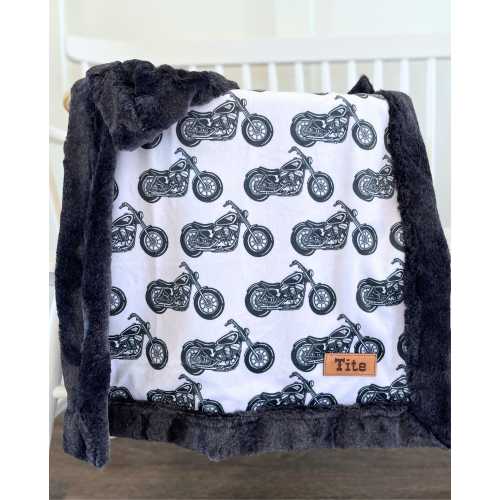 Custom Baby Boy Motorcycle Blanket for Biker Baby Name Blanket Harley Davidson Nursery Decor For Harley Davidson Lover Gift for Biker Men
